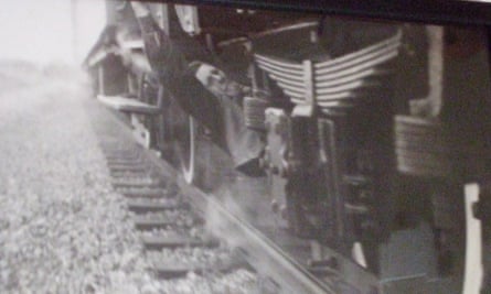 Jim Dowdall performing a train stunt.