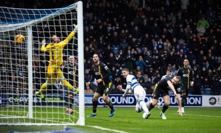 Sam Field heads home for QPR in their win over Watford.