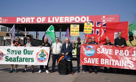 Mick Lynch takes part in a demonstration against the dismissal of P&O workers