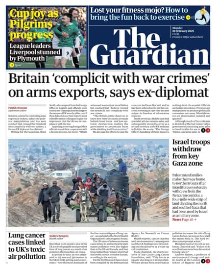 Guardian front page 10 February, 2025