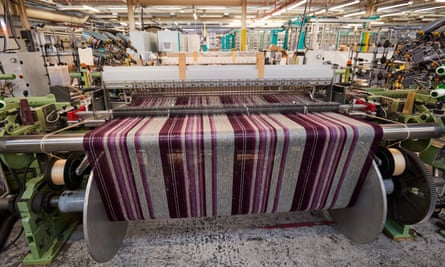 Large stretch of wool on a production machine.