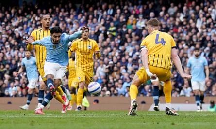 Omar Marmoush scores Manchester City’s second goal.