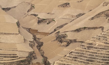 Eroded terraces on the Loess plateau, Shaanxi province, China, in 2007.