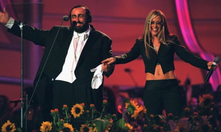 On stage with Luciano Pavarotti in 2001.