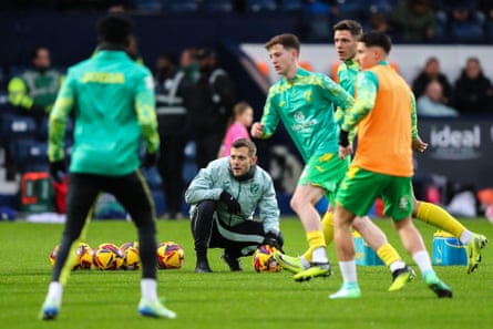 Jack Wilshere presides over the pre-match warm-up before Norwich’s match against West Brom in November