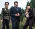 From left, actors Diana Bang, Seth Rogen and James Franco in the film The Interview