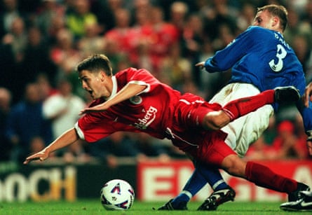 Michael Owen in action for Liverpool against Everton in 1999