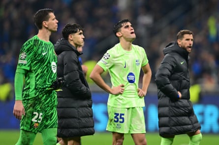 Barcelona players after the final whistle.