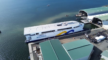 Hundreds gathered at the Incat shipyard in Hobart on Friday.